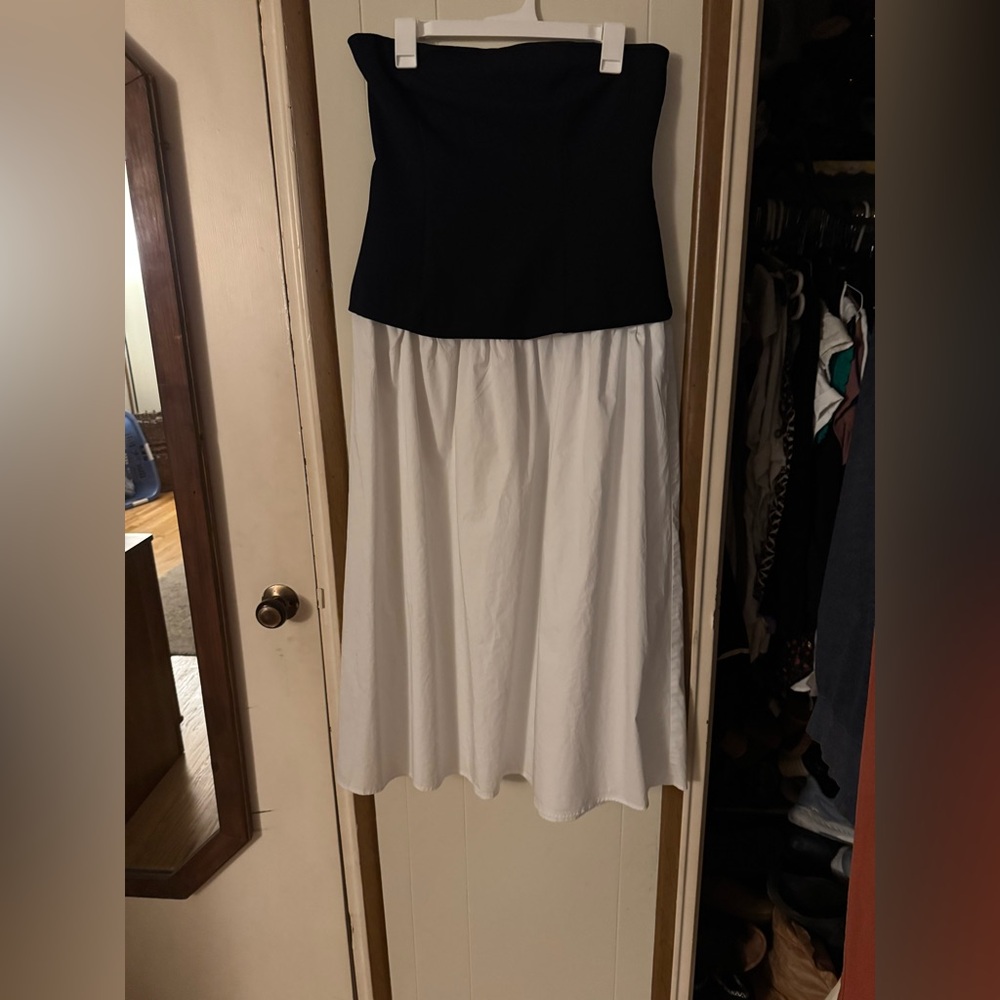 Zara Elegant Strapless Black and White Dress